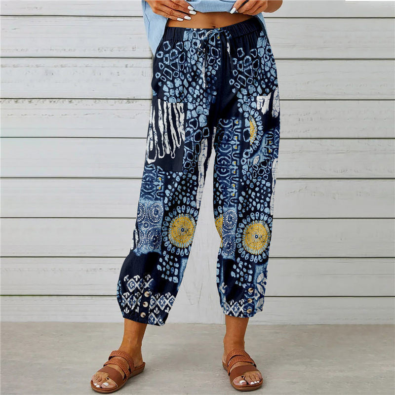 Zenobia | Vintage Print Wide Leg Pants for Women