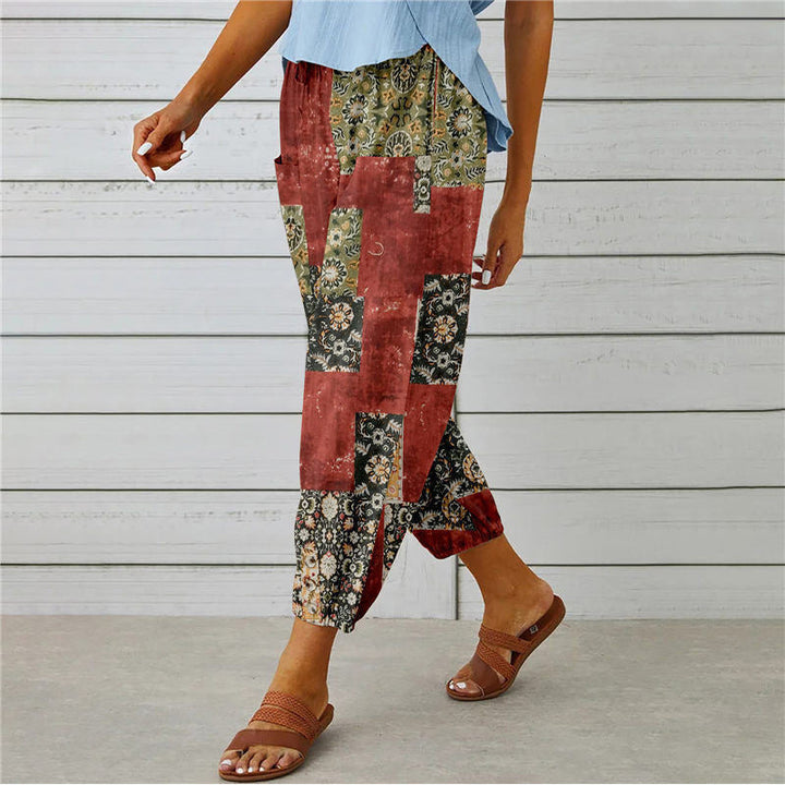 Zenobia | Vintage Print Wide Leg Pants for Women