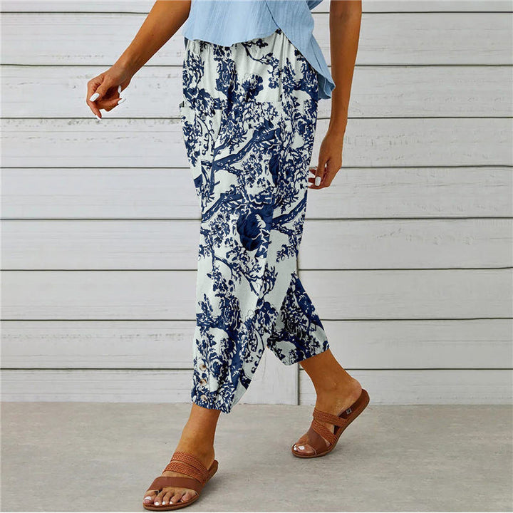 Zenobia | Vintage Print Wide Leg Pants for Women