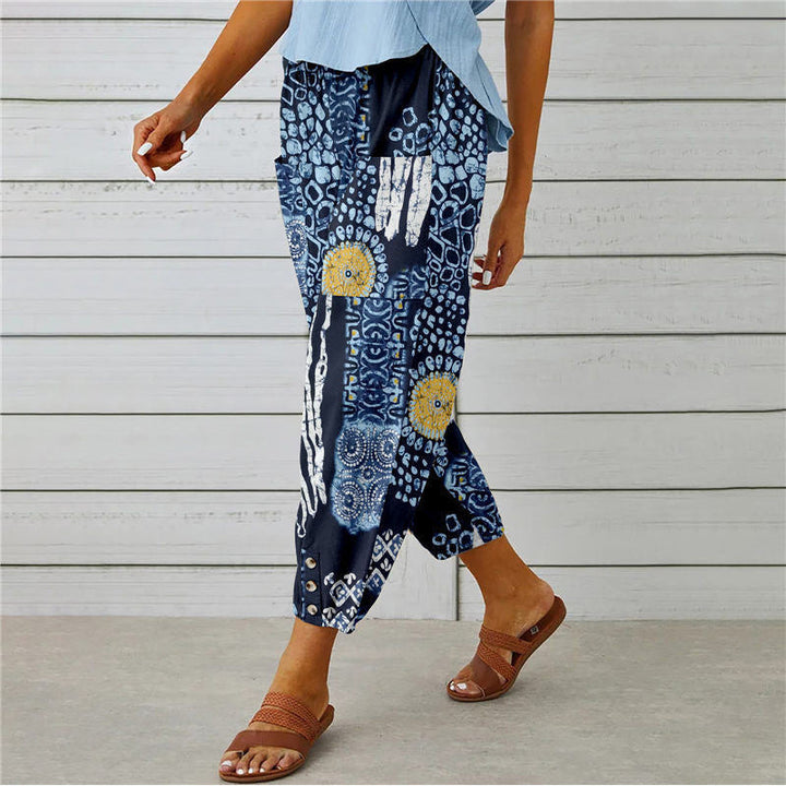 Zenobia | Vintage Print Wide Leg Pants for Women