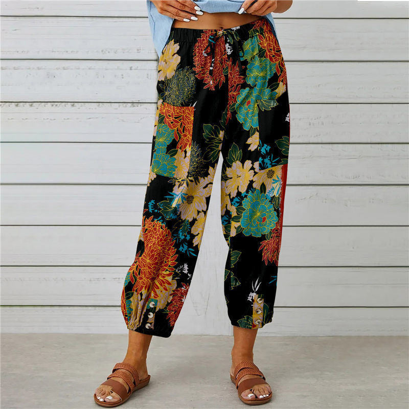 Zenobia | Vintage Print Wide Leg Pants for Women