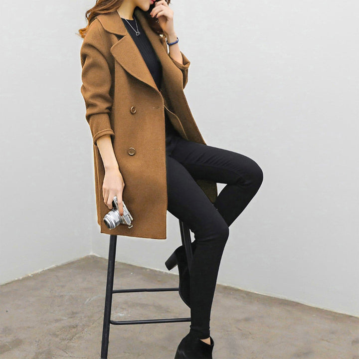 Women’s Wool-Blend Double-Breasted Mid-Length Coat