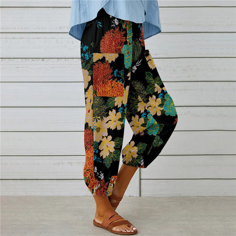 Zenobia | Vintage Print Wide Leg Pants for Women