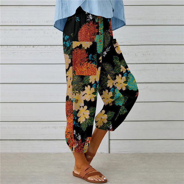 Zenobia | Vintage Print Wide Leg Pants for Women