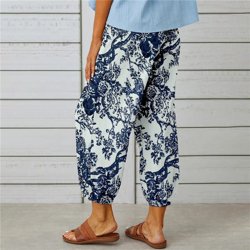 Zenobia | Vintage Print Wide Leg Pants for Women