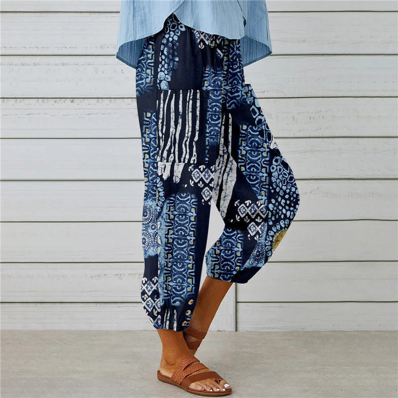 Zenobia | Vintage Print Wide Leg Pants for Women