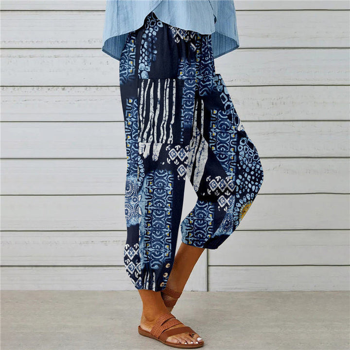 Zenobia | Vintage Print Wide Leg Pants for Women