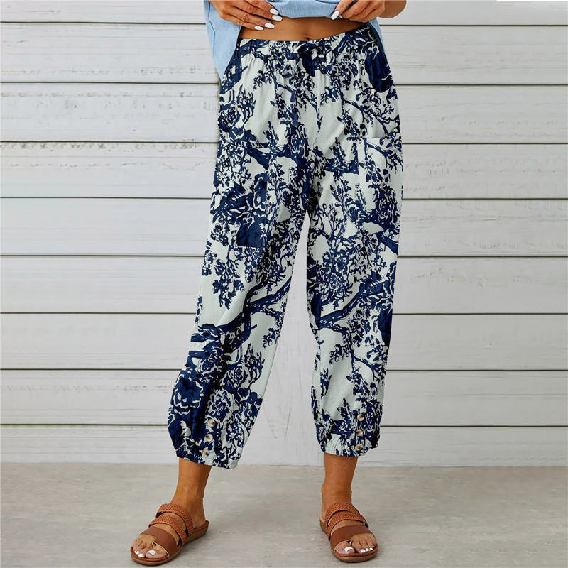 Zenobia | Vintage Print Wide Leg Pants for Women