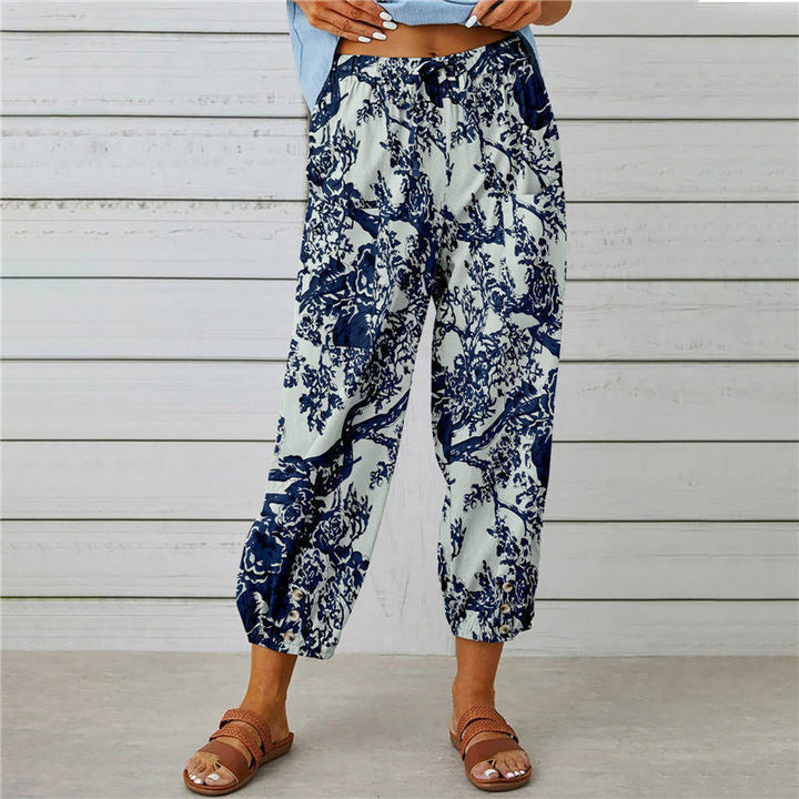 Zenobia | Vintage Print Wide Leg Pants for Women