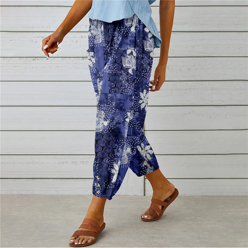 Zenobia | Vintage Print Wide Leg Pants for Women