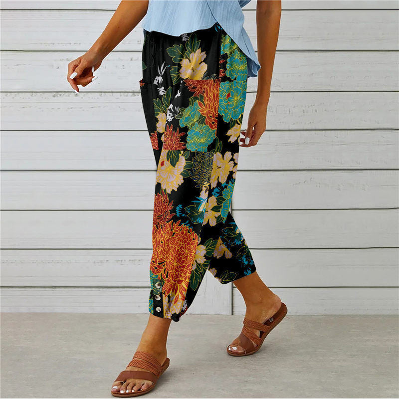 Zenobia | Vintage Print Wide Leg Pants for Women