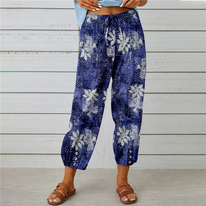 Zenobia | Vintage Print Wide Leg Pants for Women