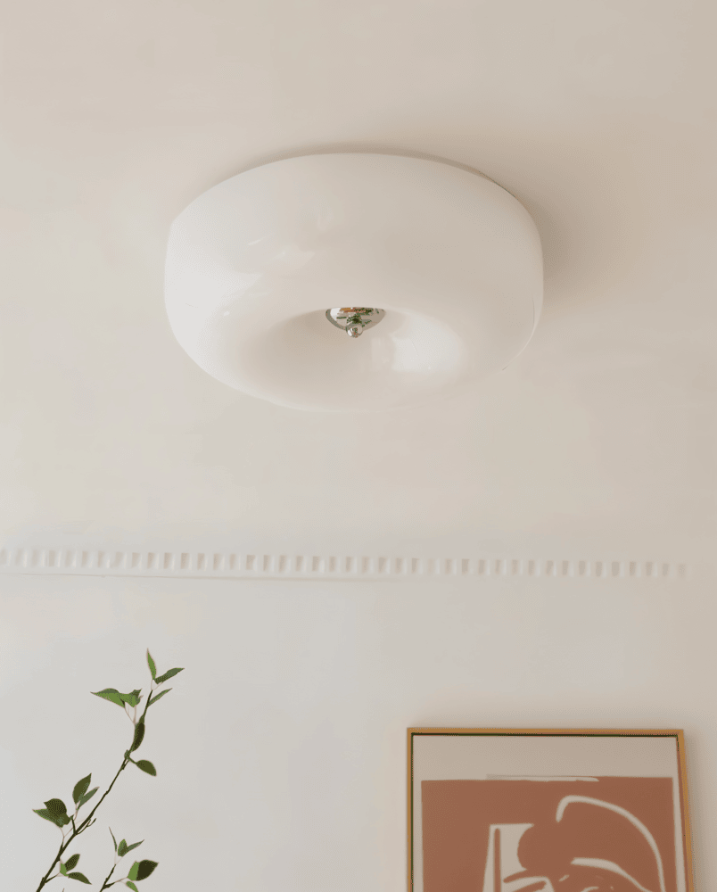 Donut Ceiling Light | Modern Scandinavian White Glass Pendant Lamp
