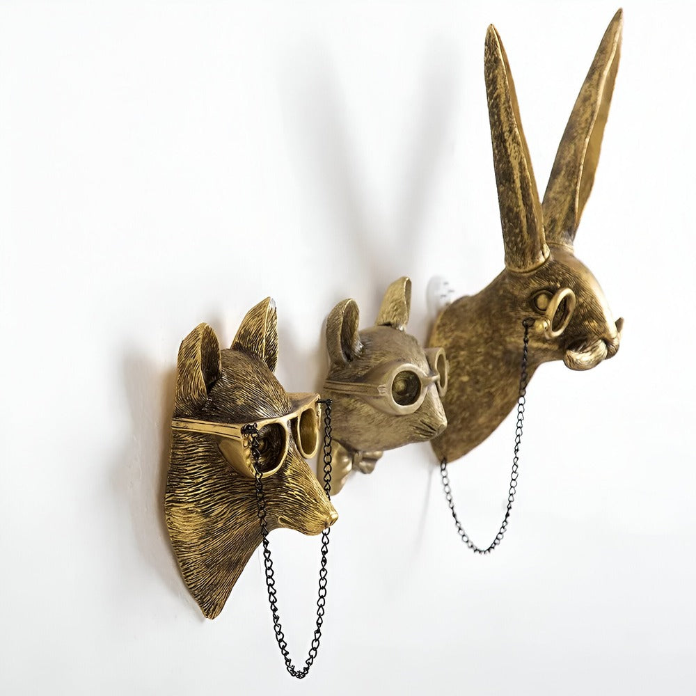 Golden Head | Multifunctional Wall Hook with Decorative Animal Head for Wall Storage