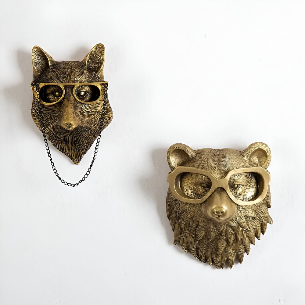Golden Head | Multifunctional Wall Hook with Decorative Animal Head for Wall Storage