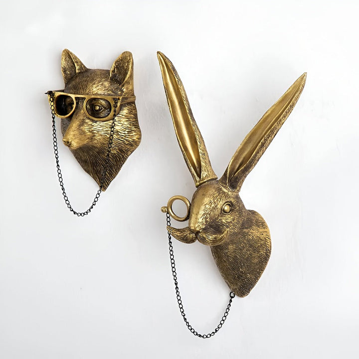 Golden Head | Multifunctional Wall Hook with Decorative Animal Head for Wall Storage