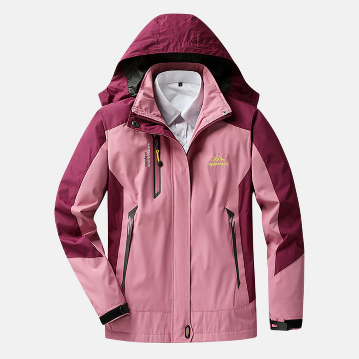 Women’s Hip-Length Woven Jacket with Hood & Slit Neck