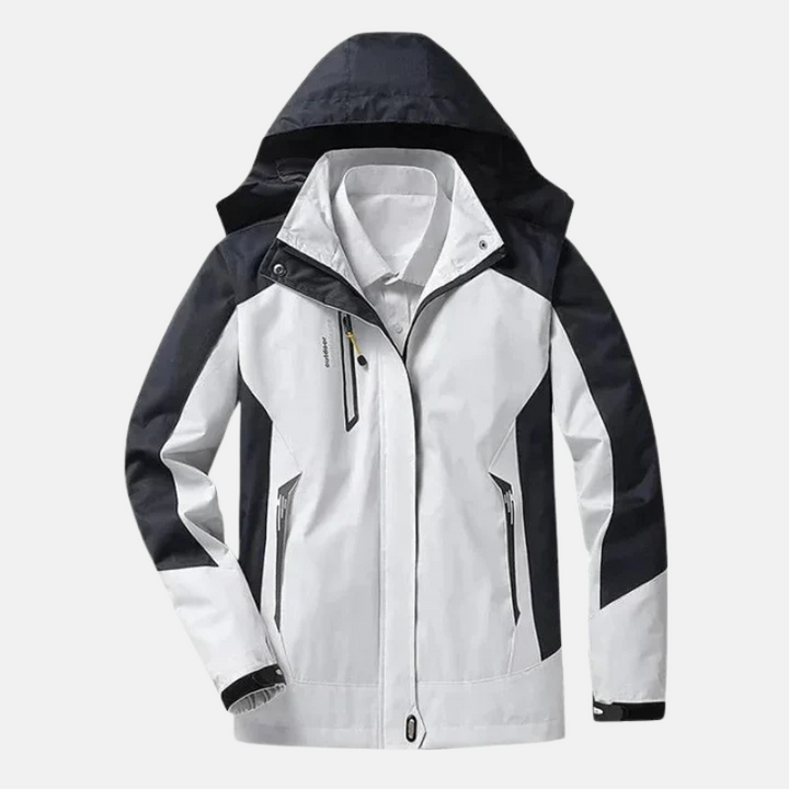 Women’s Hip-Length Woven Jacket with Hood & Slit Neck