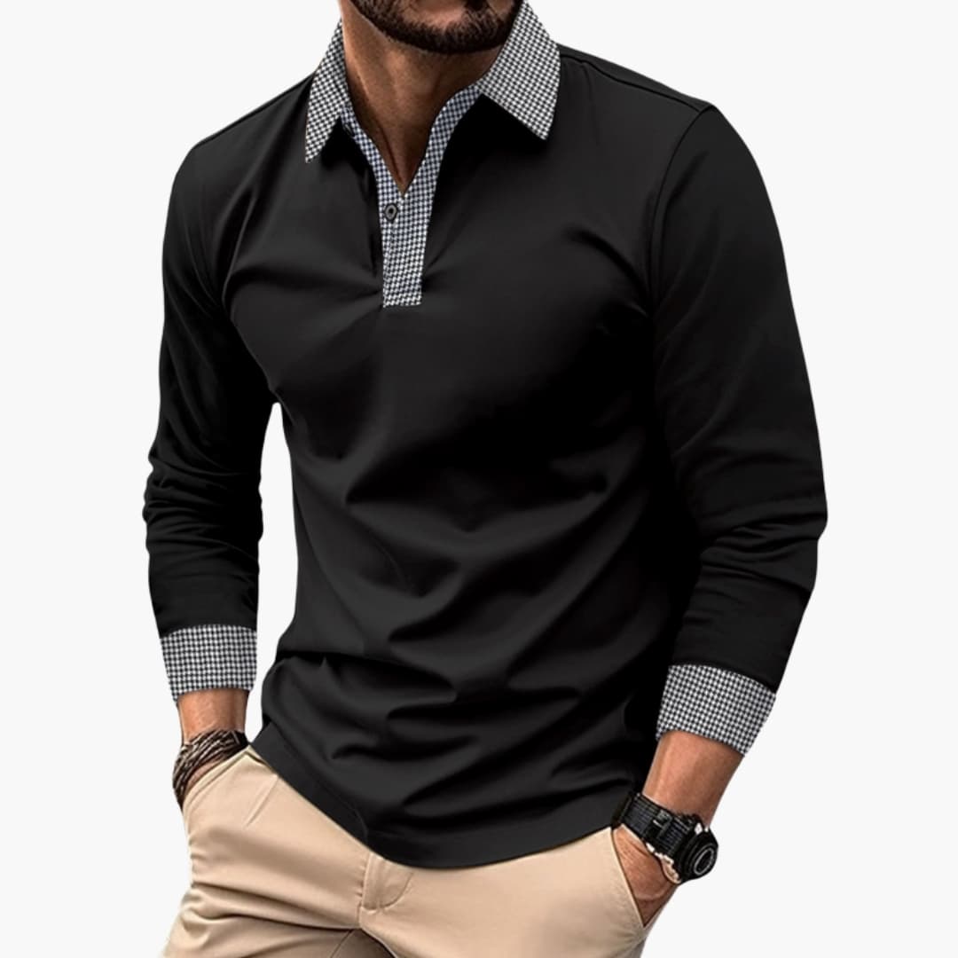 Men’s Long-Sleeve Polo Shirt | Casual Smart Knit Top