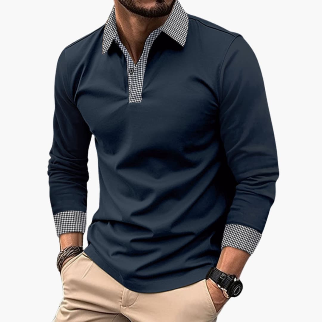 Men’s Long-Sleeve Polo Shirt | Casual Smart Knit Top