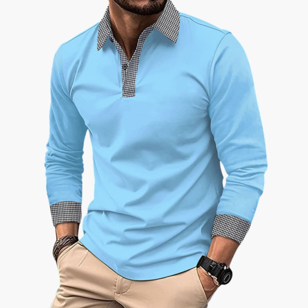Men’s Long-Sleeve Polo Shirt | Casual Smart Knit Top