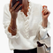 Women’s Long-Sleeve Ruffle-Collar Blouse with elegant Buttons