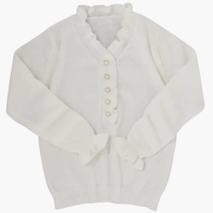 Women’s Long-Sleeve Ruffle-Collar Blouse with elegant Buttons