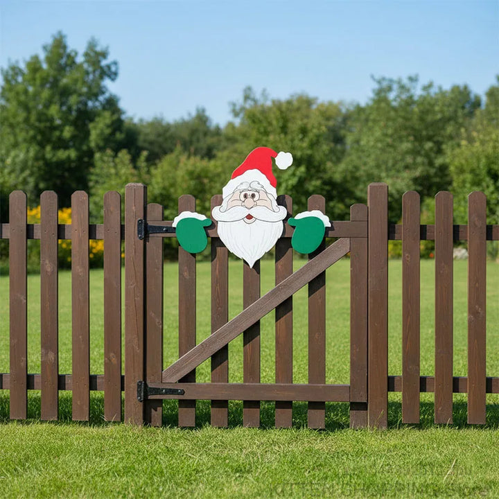 Christmas Santa Claus & Snowman Fence Decoration