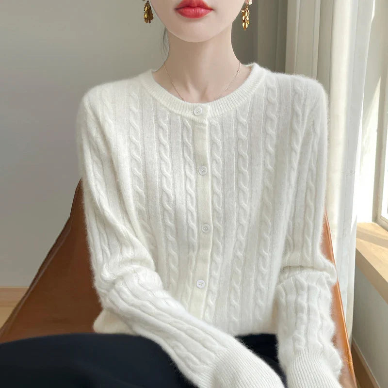 Women’s Button-Front Cable-Knit Sweater