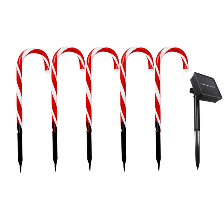 Solar Candy Cane Pathway Lights -  8‑Pack | Christmas Path Lights