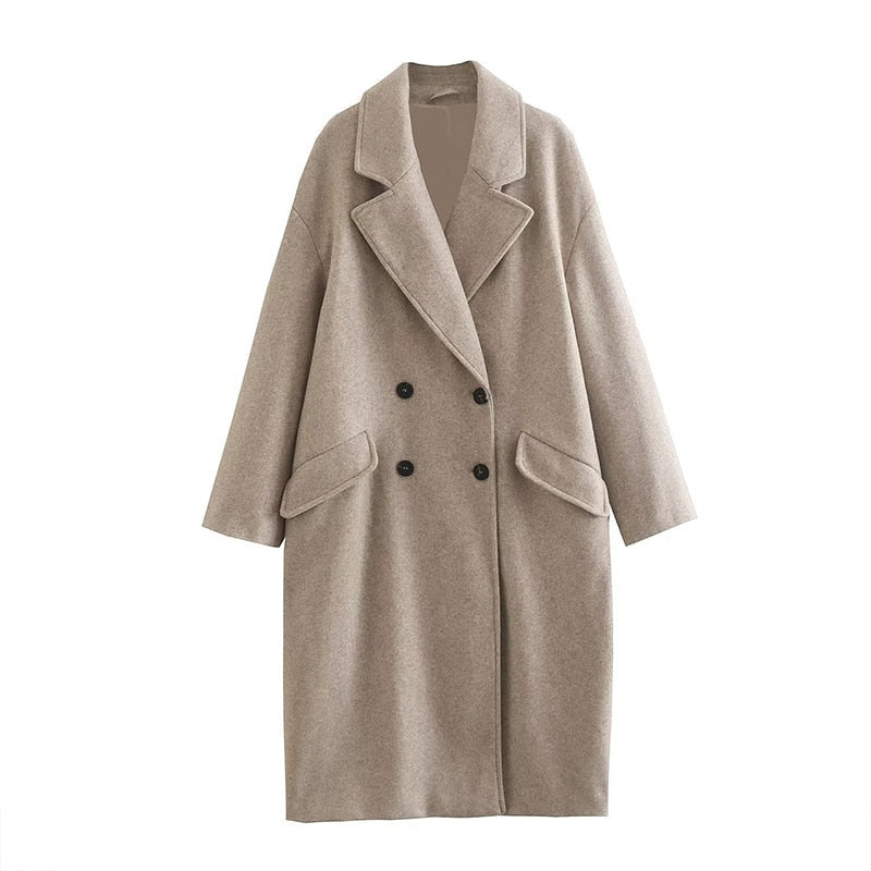 Women’s Wool-Blend Long Coat | Timeless Design
