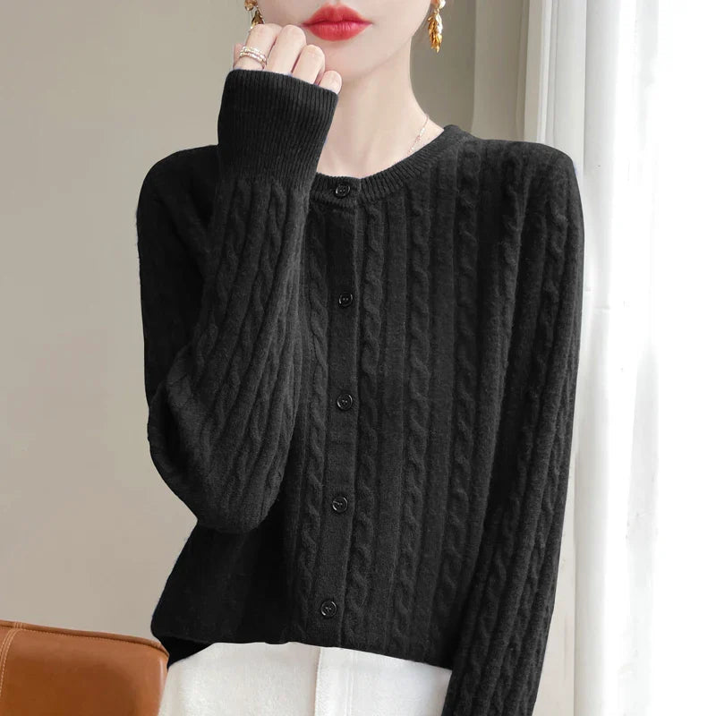 Women’s Button-Front Cable-Knit Sweater