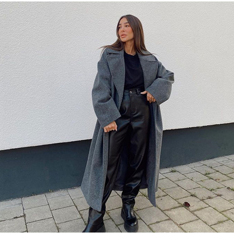 Women’s Wool-Blend Long Coat | Timeless Design