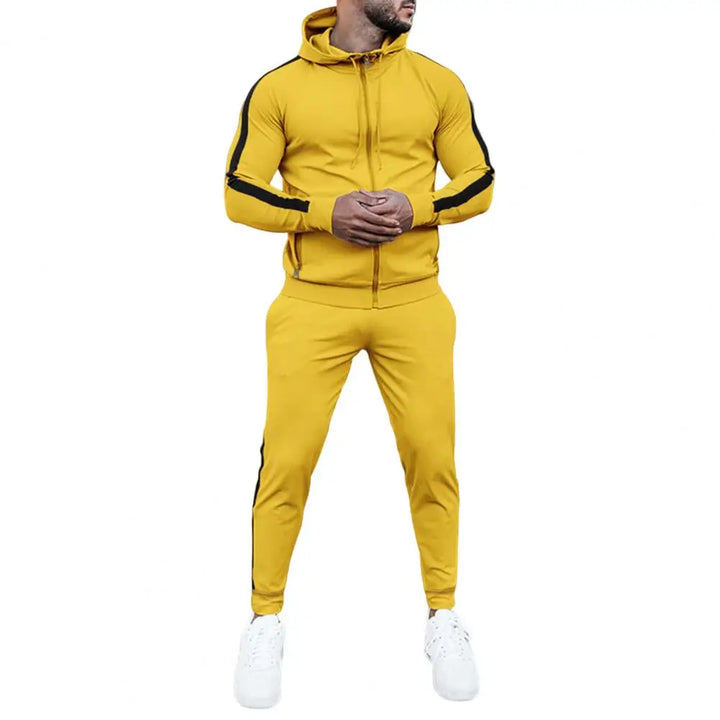 Men's Hooded Tracksuit with White Side Stripes | Relaxed Fit