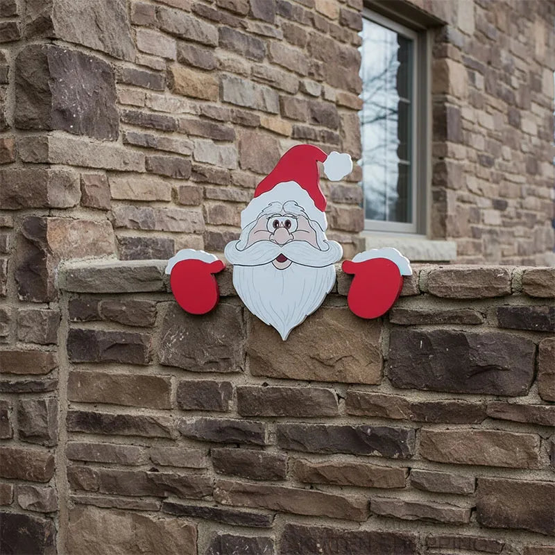 Christmas Santa Claus & Snowman Fence Decoration