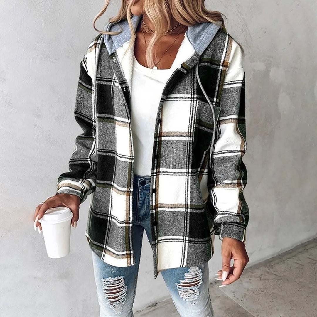 Women's Hooded Plaid Shacket | Relaxed Fit