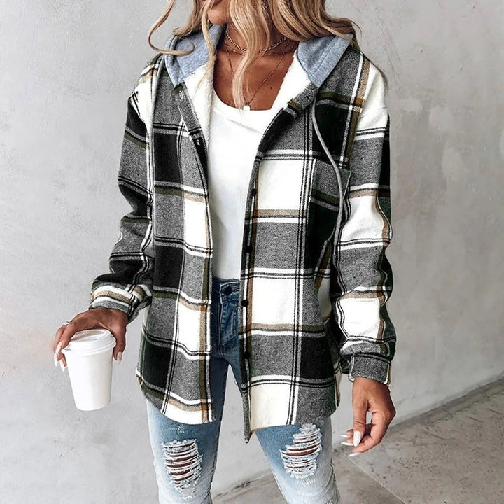 Women's Hooded Plaid Shacket | Relaxed Fit