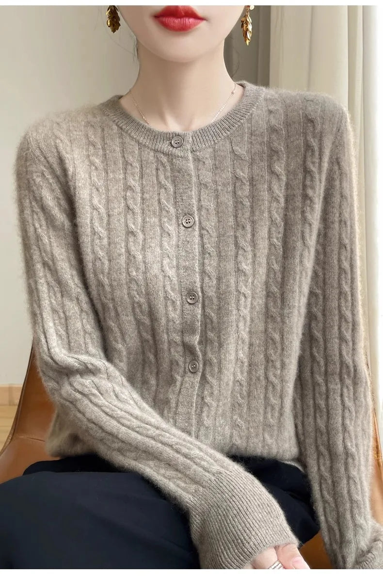 Women’s Button-Front Cable-Knit Sweater