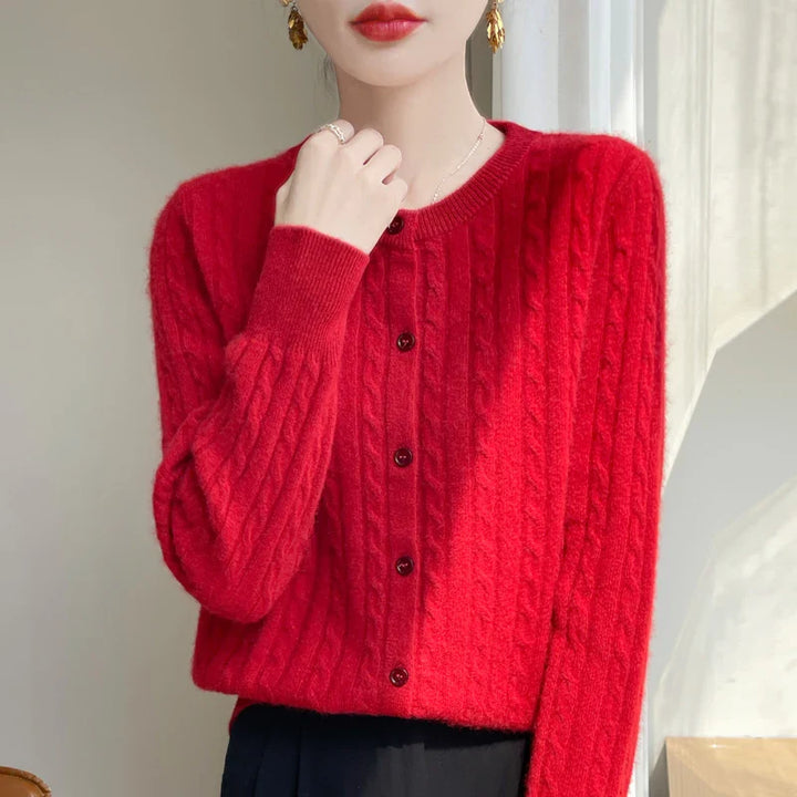 Women’s Button-Front Cable-Knit Sweater