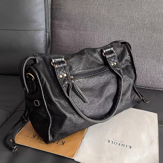 Briseis | Women’s Leather Handbag With Top Handles & Zipper Closure