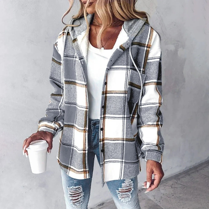 Women's Hooded Plaid Shacket | Relaxed Fit