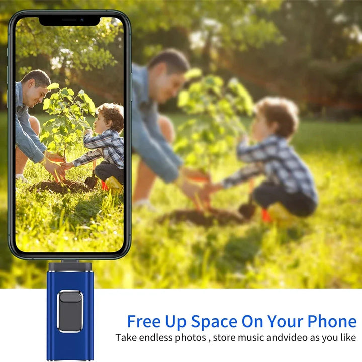 Multi-Port OTG USB Flash Drive – USB-A, USB-C, Micro-USB & Lightning (4-in-1)