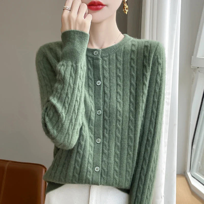 Women’s Button-Front Cable-Knit Sweater