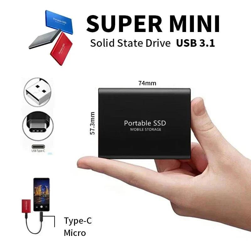 Ultra-Fast 128TB SSD - Durable Portable Solid State Drive