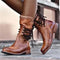 Women’s Leather Cowboy Ankle Boots with Lacing & Decorative Studs