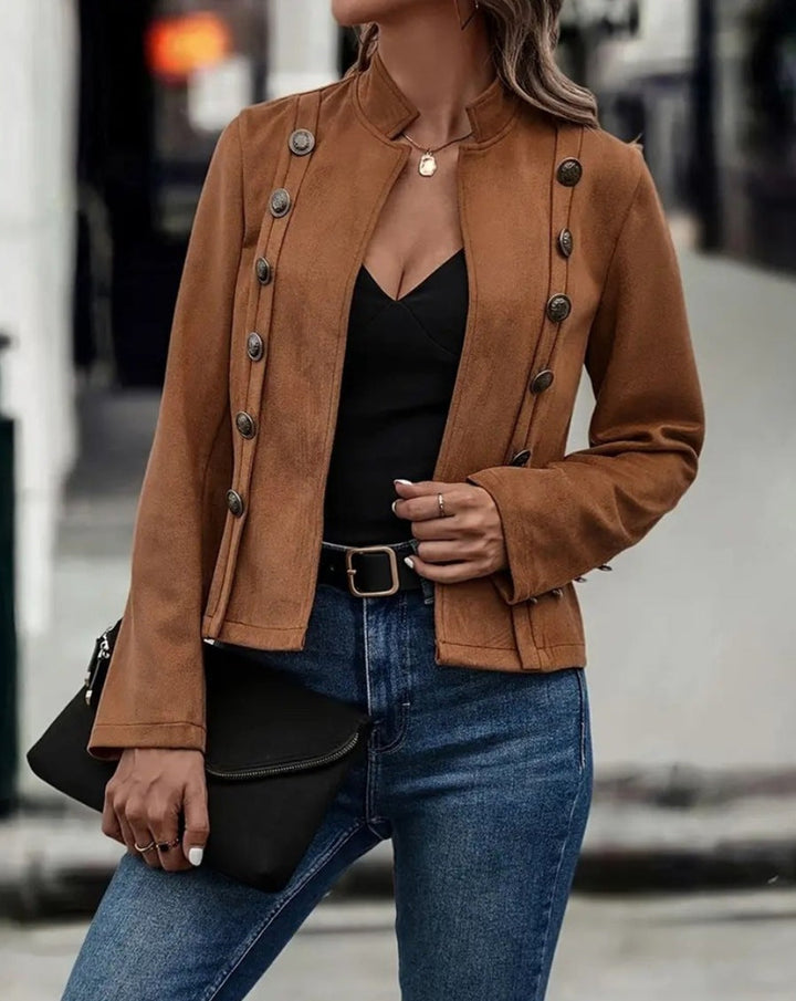Suede-Look Blazer for Women | Stylish Jacket with Buttons