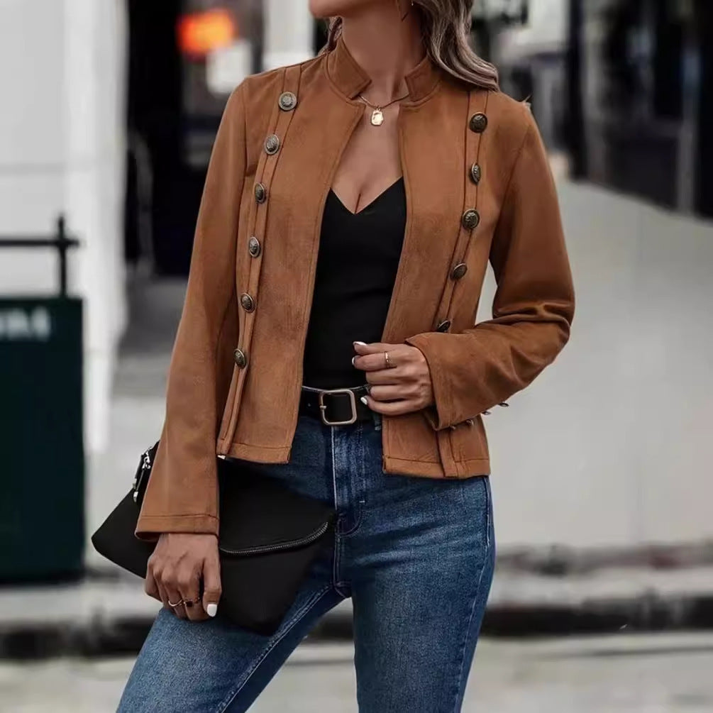 Suede-Look Blazer for Women | Stylish Jacket with Buttons