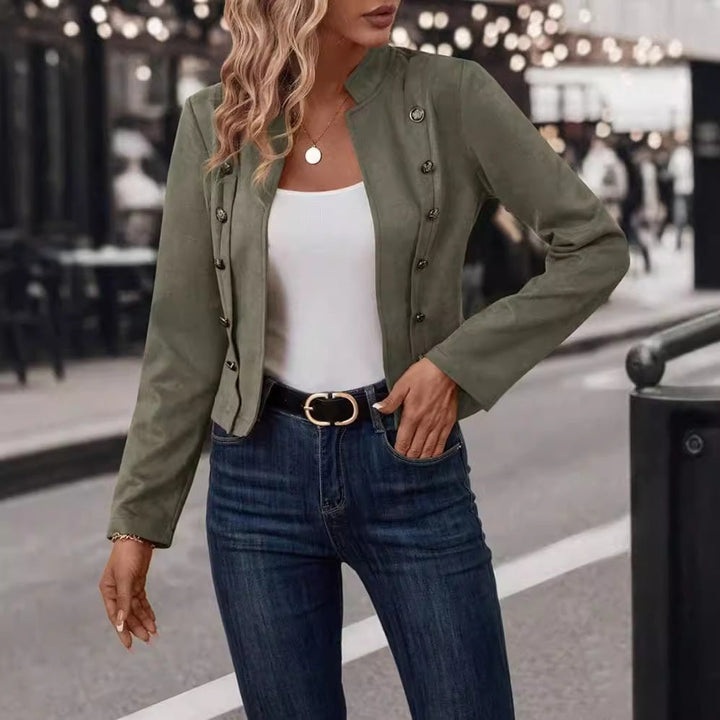 Suede-Look Blazer for Women | Stylish Jacket with Buttons