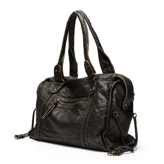 Briseis | Women’s Leather Handbag With Top Handles & Zipper Closure