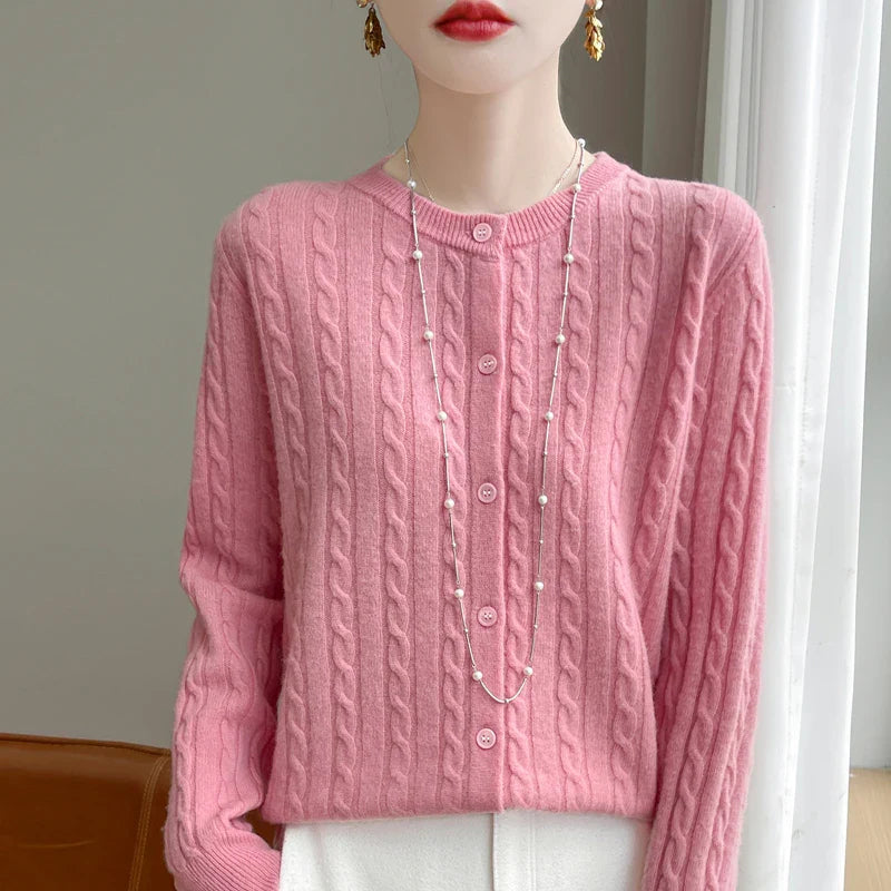 Women’s Button-Front Cable-Knit Sweater